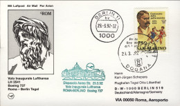 1992-San Marino Cartolina I^volo Lufthansa Boeing 737 Roma Berlino - Poste Aérienne