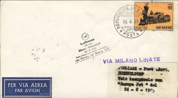 1965-San Marino Aerogramma I^volo Lufthansa Milano-Dusseldorf Del 24 Giugno,170  - Corréo Aéreo