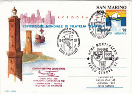 1992-San Marino Aerogramma L.850 Celebrazioni Colombiane Bollo Dispaccio Volo St - Airmail