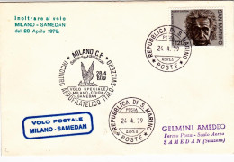 1979-San Marino Raccomandata Volo Postale Percorso Milano Samedan Del 28 Aprile - Luftpost