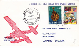 1971-San Marino Per Dispaccio Aereo Con Idrovolante Sesto Calende Locarno Del 2  - Corréo Aéreo