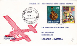 1971-San Marino Per Dispaccio Aereo Con Idrovolante Sesto Calende Locarno Del 2  - Airmail