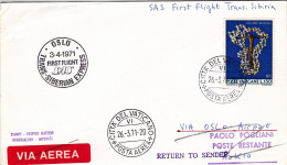 Vaticano-1971  I^volo SAS Transiberiano Express Oslo Tokio Del 3 Aprile - Poste Aérienne