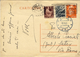 1946-cartolina Postale 60c. Turrita Con Affrancatura Aggiunta Democratica 40c. + - 1946-60: Marcophilie