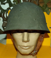 CASQUE MILITAIRE LOURD AVEC SON INTERIEUR EN CUIR CASQUE MILITAIRE LOURD AVEC SON INTERIEUR EN CUIR , Casque Suédois Mod - Helme & Hauben