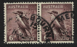 Australia Laughing Kookaburra Bird 6c Round Cancel Pair 1932 Canc SG#190 - Used Stamps