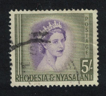 Rhodesia And Nyassa Queen Elizabeth II 5Sh 1954 Canc SG#13 - Rhodésie & Nyasaland (1954-1963)