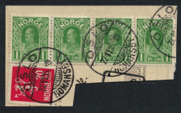 Norway King Haakon VII 1Kr 4 Pcs On Paper Good Cancel 1935 Canc - Usados