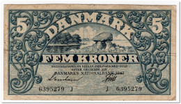 DENMARK,5 KRONER,1942,P.30g,FINE - Denmark