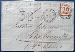 ALSACE LORRAINE Occupation Lettre N°5 Oblit Dateur Allemand 7 NOV 1870 STRASSBURG I ELSSAS Pour RIXHEIM + Taxe 30 TTB - Storia Postale