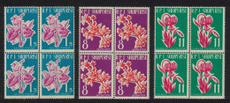 Albania Cyclamen Forsythia Lily Flowers 3v Blocks Of 4 1961 MNH SG#679-681 - Albanië