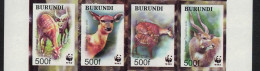 Burundi WWF Sitatunga 4v Imperf Strip 2004 MNH SG#1638-1641 MI#1867-1870 - Ungebraucht