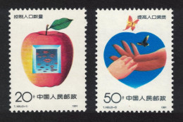 China Butterflies Family Planning 2v 1991 MNH SG#3725-3726 MI#2352-2353 Sc#2320-2321 - Neufs