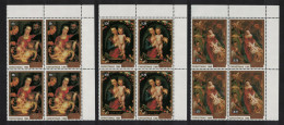 Cook Is. Paintings By Rubens Christmas 3v Corner Blocks Of 4 1986 MNH SG#1080-1082 - Cookeilanden