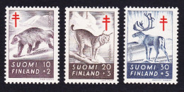 Finland Wolverine Lynx Reindeer Wild Animals 3v 1957 MNH SG#575-577 Sc#B142-B144 - Nuevos