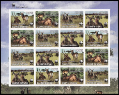 Guinea-Bissau WWF Defassa Waterbuck Imperf Sheetlet Of 4 Sets 2008 MI#3919-3922 - Guinea-Bissau