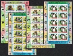 Guinea WWF Mangabey And Baboon 4 Sheetlets 10 Sets 2000 MNH - Guinea (1958-...)