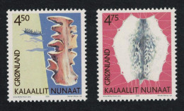 Greenland Wooden Map Sealskin Cultural Heritage 1st Series 2v 2000 MNH SG#382-383 MI#356-357 Sc#376-377 - Unused Stamps