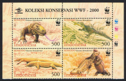 Indonesia WWF Komodo Dragon 4v Block Of 4 WWF Logo 2000 MNH SG#2620-2623 MI#2005-2008 Sc#1911-1914 - Indonesien