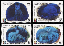 Kyrgyzstan WWF Fox 40th Anniversary 4v With Overprint 2001 MNH SG#240-243 MI#249-252 Sc#175 A-d - Kirghizistan