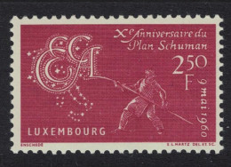 Luxembourg Steel Worker Schuman Plan 1960 MNH SG#670 MI#620 - Unused Stamps