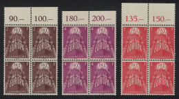 Luxembourg Europa 3v Blocks Of 4 1957 MNH SG#626-628 MI#572-574 - Nuevos