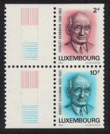 Luxembourg Robert Schuman Politician 2v Pair Margin 1986 MNH SG#1185-1186 MI#1156-1157 - Neufs