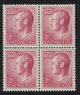 Luxembourg Grand Duke Jean 2f. Red Fluor Paper Block Of 4 1974 MNH SG#761 MI#727ya - Neufs