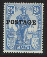 Malta 'POSTAGE' Overprint 2½d. - Blue 1926 MNH SG#148 - Malte (...-1964)