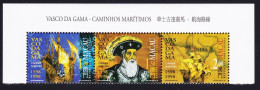 Macao Macau Vasco Da Gama ERROR '1598' Top Strip Of 3v 1998 MNH SG#1040-1042 Sc#926-928 - Unused Stamps