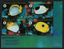 Micronesia WWF Butterflyfishes 4v Block Of 4 Control Number 1997 MNH SG#579-582 - Micronesia