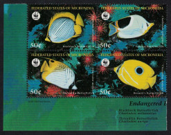 Micronesia WWF Butterflyfishes 4v Block Of 4 1997 MNH SG#579-582 - Micronésie