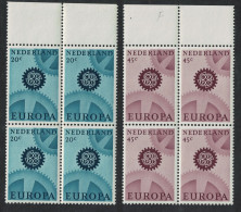 Netherlands Cogwheels Europa 2v Blocks Of 4 1967 MNH SG#1031-1032 - Nuovi