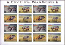 Mozambique WWF Blue Wildebeest Imperf Sheetlet Of 4 Sets 2000 MNH SG#1542-1545 MI#1757-1760 Sc#1377 A-d - Mozambico