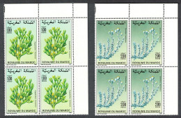 Morocco Flowers 2v Corner Blocks Of 4 1987 MNH SG#729-730 - Marokko (1956-...)