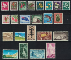 New Zealand Flowers Airplane Fish Glacier Manuka Tea Tree 23v COMPLETE 1960 MNH SG#781-802 - Unused Stamps