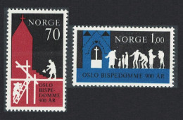Norway Church 900th Anniversary Of Oslo Bishopric 2v 1971 MNH SG#669-670 Sc#576-577 - Nuevos