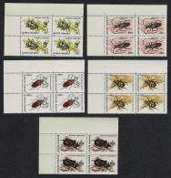 Romania Beetles 5v 1st Series Corner Blocks Of 4 1996 MNH SG#5800=5807 MI#5165-5169 - Ongebruikt