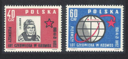 Poland Space Yuri Gagarin World's First Manned Flight 2v 1961 MNH SG#1221-1222 Sc#974-975 - Ongebruikt