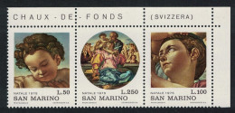 San Marino Christmas Michelangelo 3v Strip T2 Corners 1975 MNH SG#1037-1039 - Unused Stamps