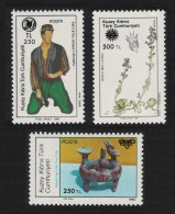 Turkish Cyprus Archaeology Flowers Dancer Surcharged 3v 1991 MNH SG#301-303 - Nuevos