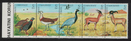 Turkey Partridge Bustard Crane Birds Antelopes Strip Of 5 1979 MNH SG#2679-2683 - Ungebraucht