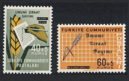 Turkey Agricultural Census Unissued Stamps 2v 1963 MNH SG#2013-2014 MI#1861-1862 Sc#B93-B94 - Unused Stamps