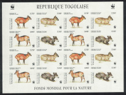 Togo WWF West African Duikers Imperf Sheetlet Of 4 Sets 1996 MNH MI#2456-2459 Sc#1720 A-d - Togo (1960-...)