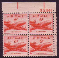 USA Airmail 6c Plate Block 1949 MNH SG#a944 MI#553A - Neufs