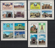 Uzbekistan Architecture 4 MSs 2007 MNH SG#MS596-MS597 MI#714-725KB - Ouzbékistan