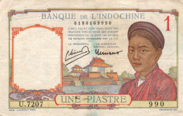 Billet Banque D'Indochine 1953: 1 Une Piastre (Giấy Bạc Một đồng, 1 $) U. 7207 - N° 990 - Indochine