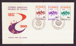 Chypre - Cyprus - Zypern FDC1 1972 Y&T N°366 à 368 - Michel N°374 à 376 - EUROPA - Lettres & Documents
