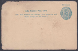 Inde British India Mint Unused Quarter Anna King George V Service Official Postcard, Post Card, Postal Stationery - 1911-35 Koning George V