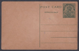 Inde British India Mint Unused 9 Pies King George V Postcard, Post Card, Postal Stationery - 1911-35 Koning George V
